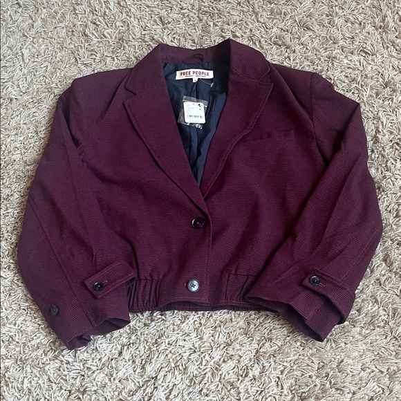 Free People Jackets & Blazers - NWT Free People Agnes Deep Burgundy Blazer - Size M